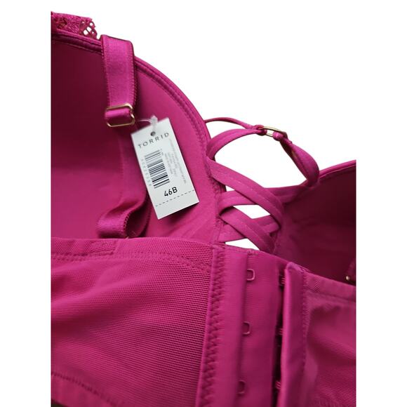 Torrid XO Plunge Push-Up Bra underwire bright pink sz 46B new with tags WL358 - Picture 6 of 8